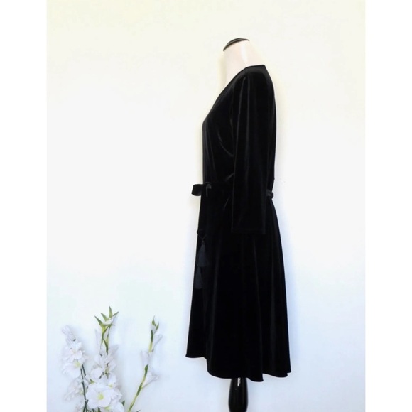 NEW! J Jill Velvet Wrap Dress Belt with Tassels Black SZ M - Picture 6 of 11